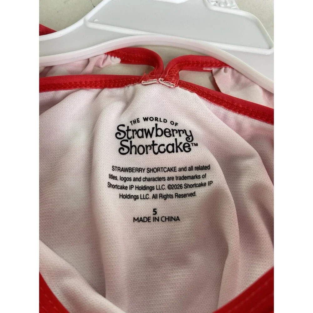 Strawberry Shortcake Gingham Red White One Piece Swimsuit Swimwear Girls Size 5